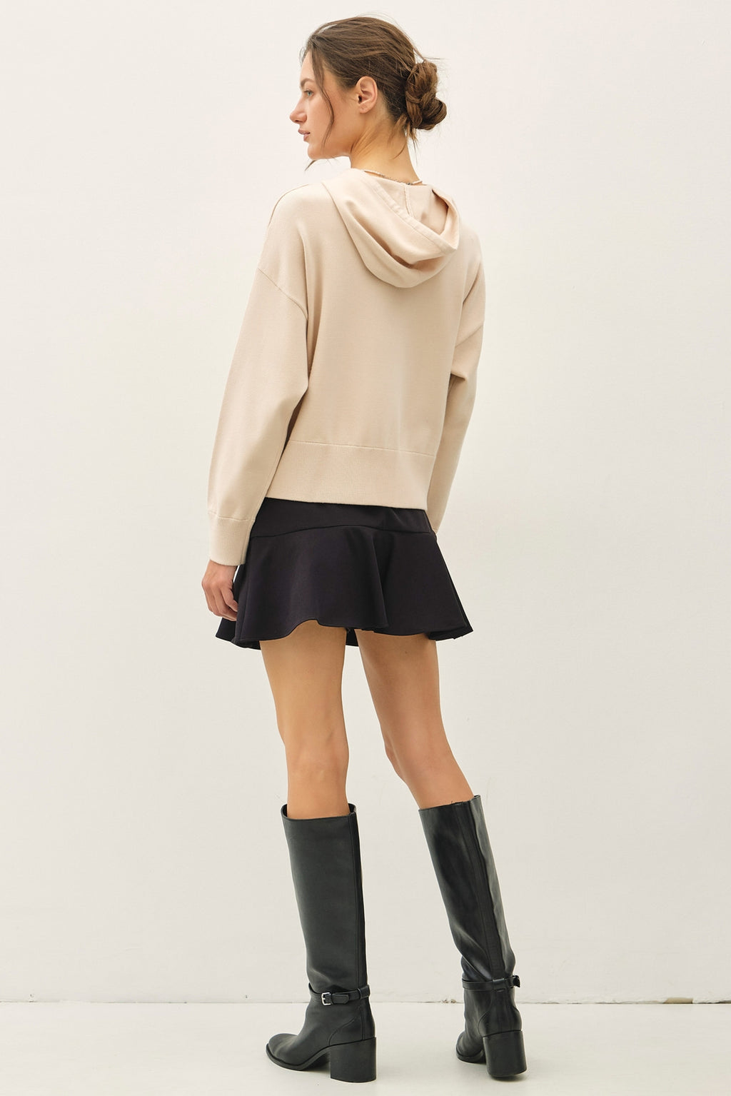 Ultra Comfy Ribbed Knit Hoodie Jacket | Beige