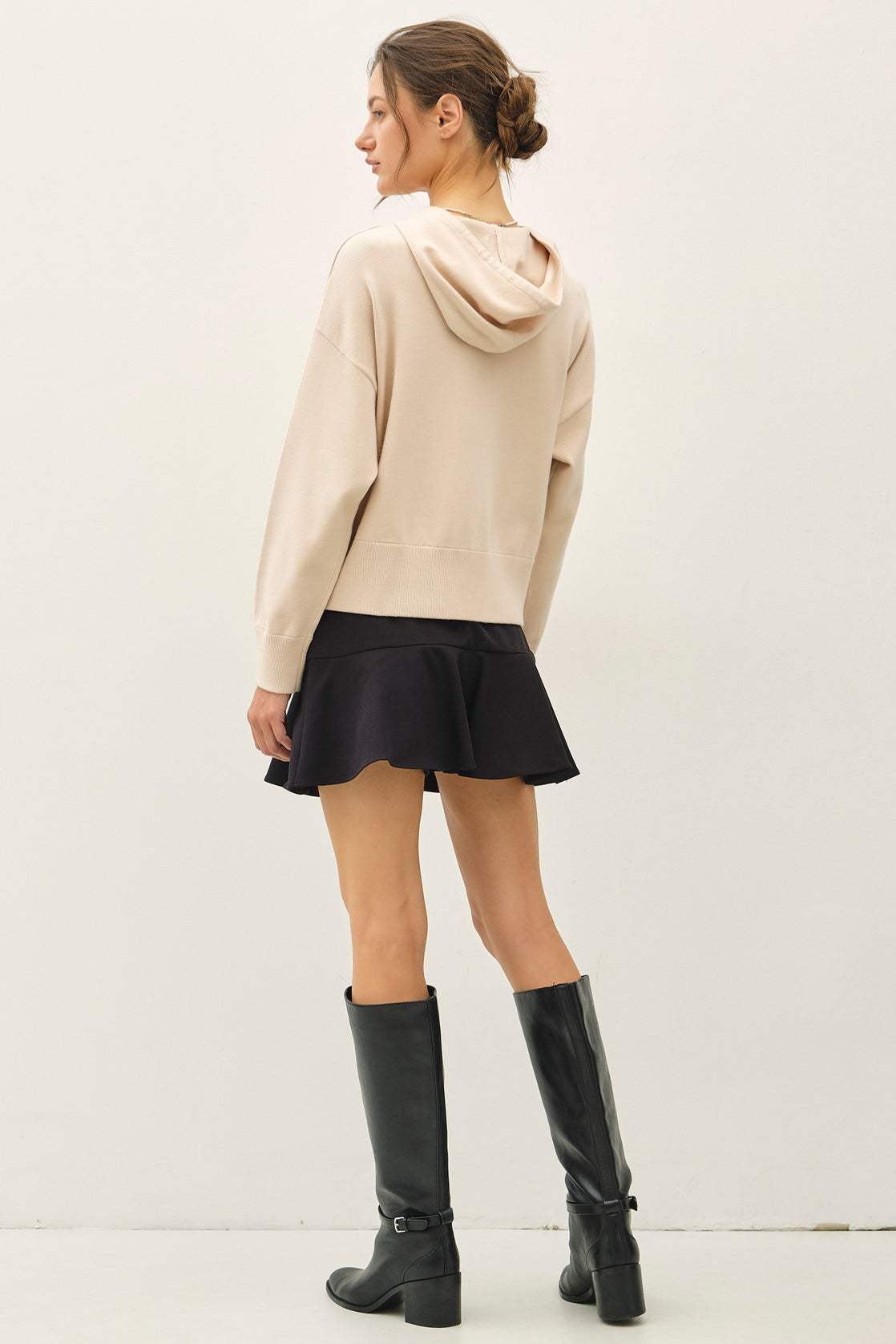 Ultra Comfy Ribbed Knit Hoodie Jacket | Beige