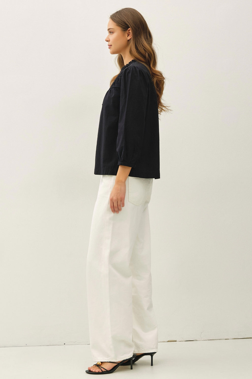 Crisp Cotton Button Up Flowy Blouse