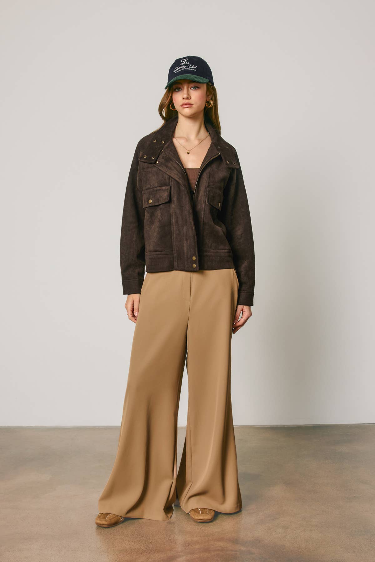 Suede High Neck Moto Jacket
