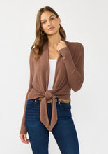 Load image into Gallery viewer, Waffle Knit Long Sleeve Tie Front Cardigan | Clove
