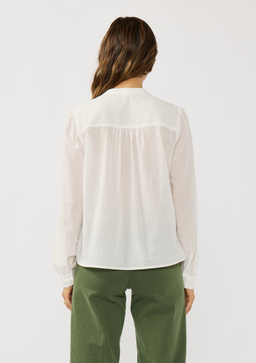 Lace Trim Button-Down Blouse