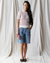 Load image into Gallery viewer, Seaside Red &amp; White Striped Short Sleeve Sweater
