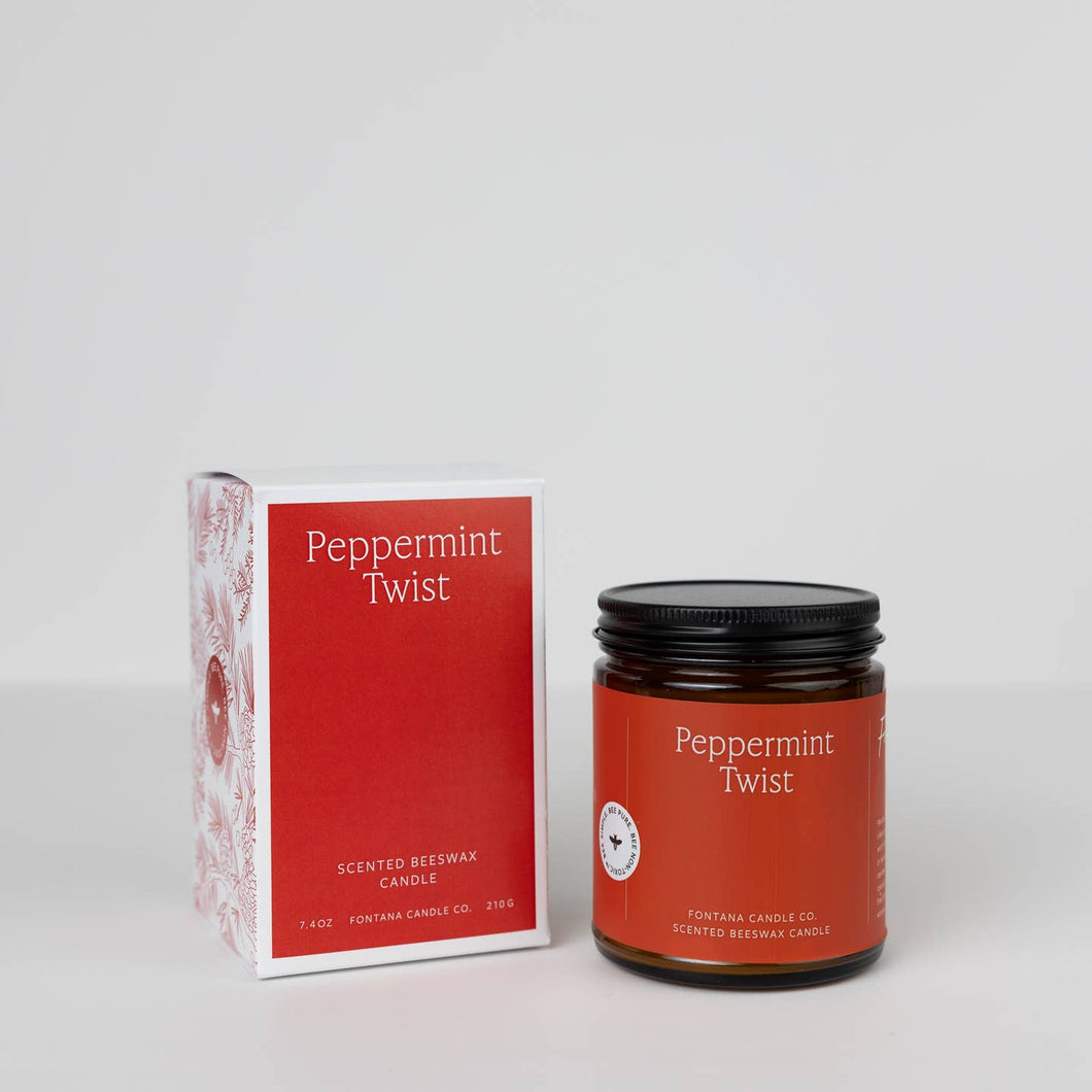 Fontana Candle Co. Peppermint Twist Essential Oil Natural Beeswax Jar Candle