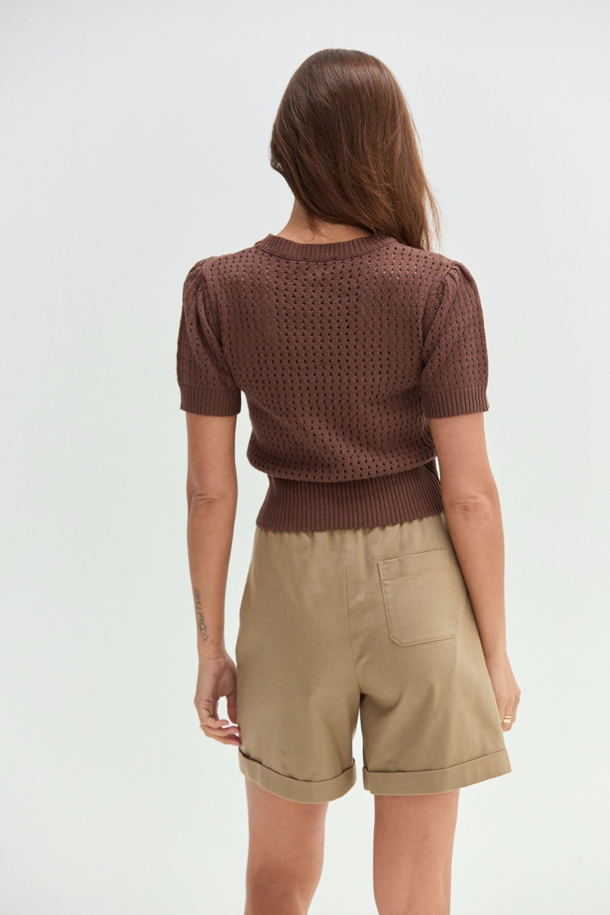 Flynn Netted Sweater Top | Espresso