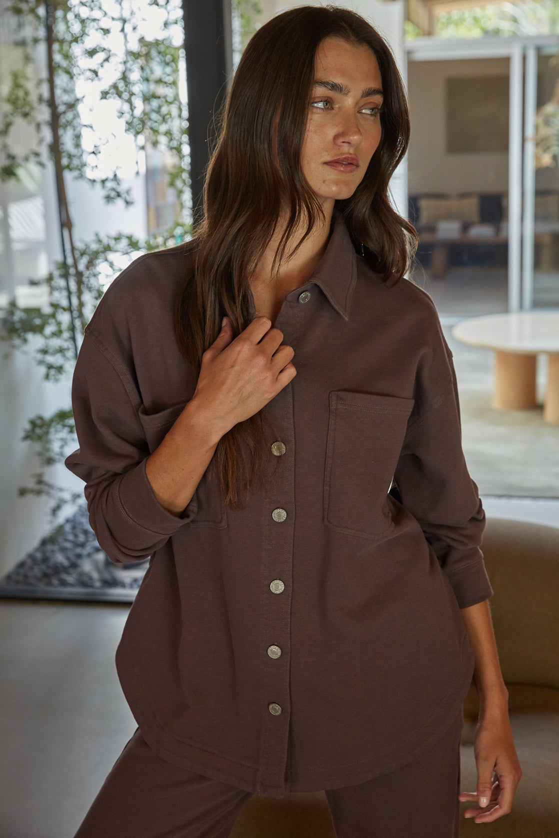 Knit Cotton Button Down Collar Neck Jacket