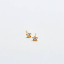 Load image into Gallery viewer, Admiral Row White Trio Baguette Gold Studs
