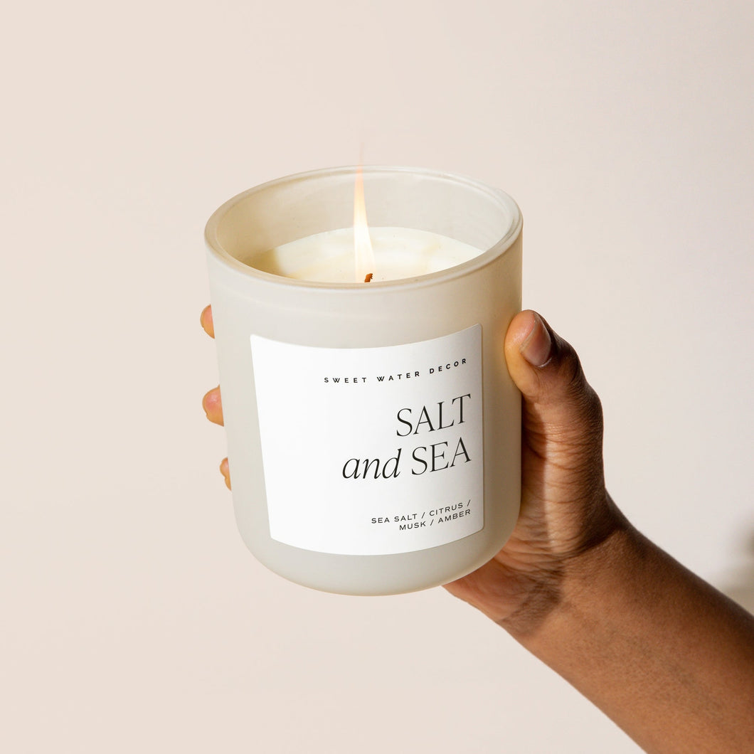 Salt & Sea 15 oz Soy Candle, Matte Jar