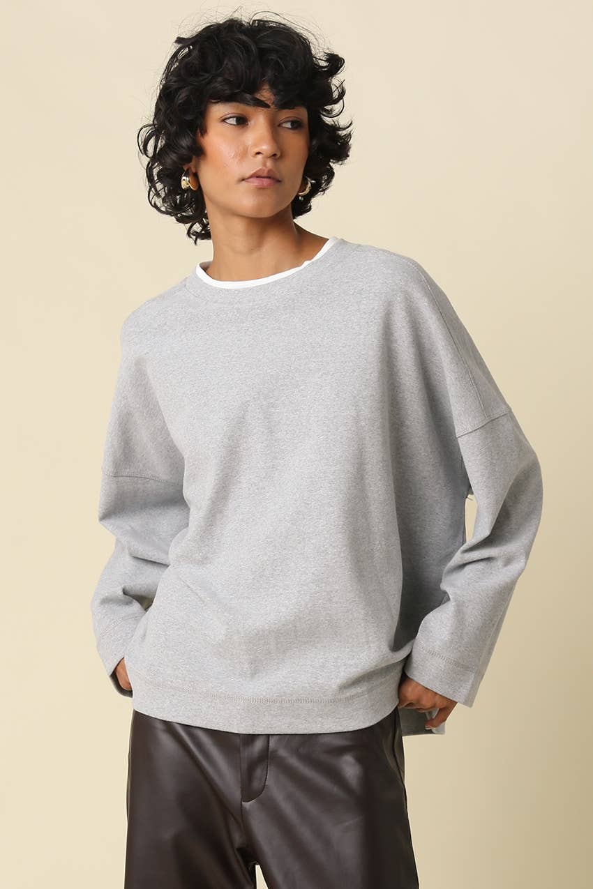 Jamie Contrast Round Neck Knit Top