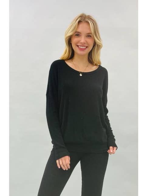 Softest Round Neck Brushed Sweater Knit Top *2 COLORS AVAILABLE*