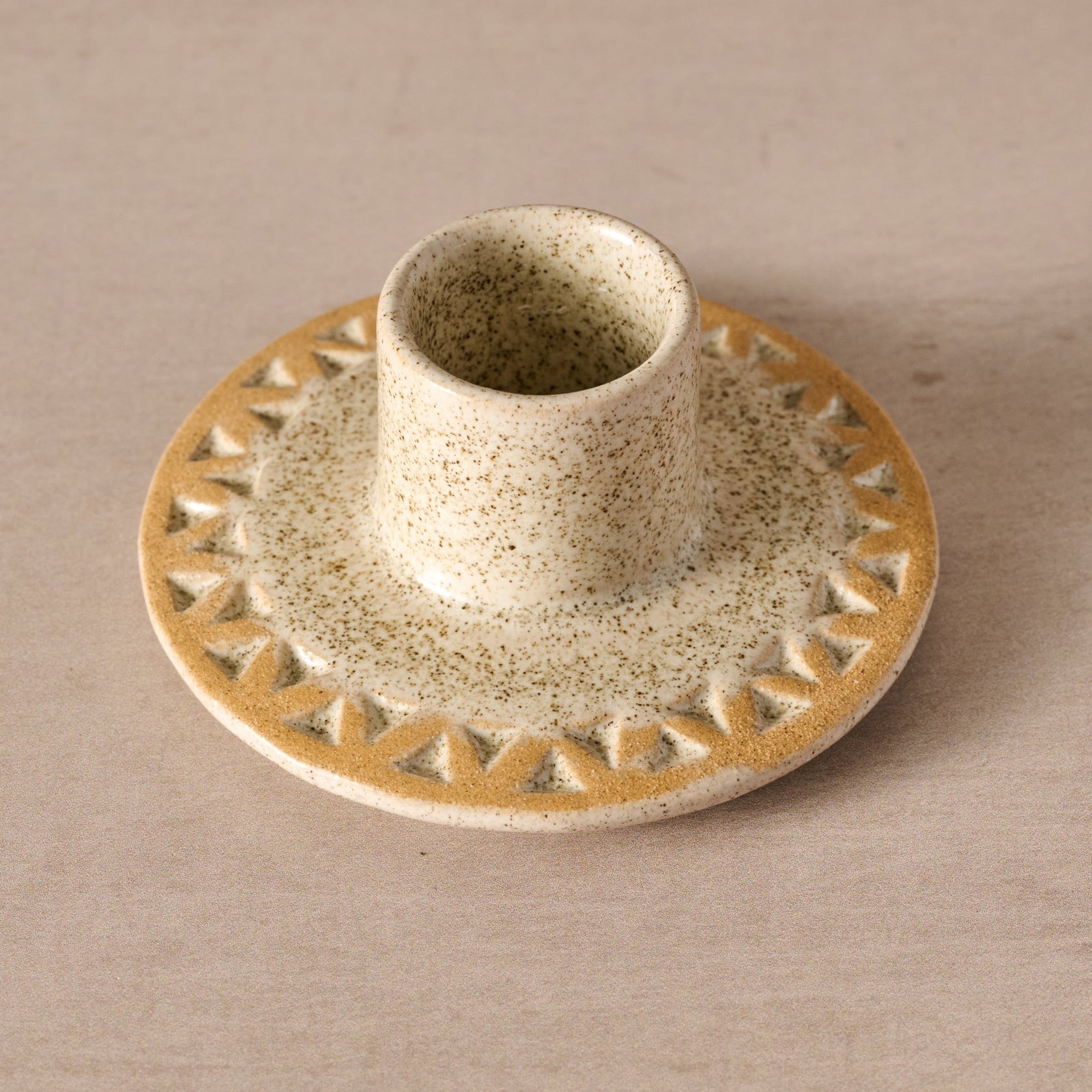 Tidal Etched Ceramic Taper Candle Holder