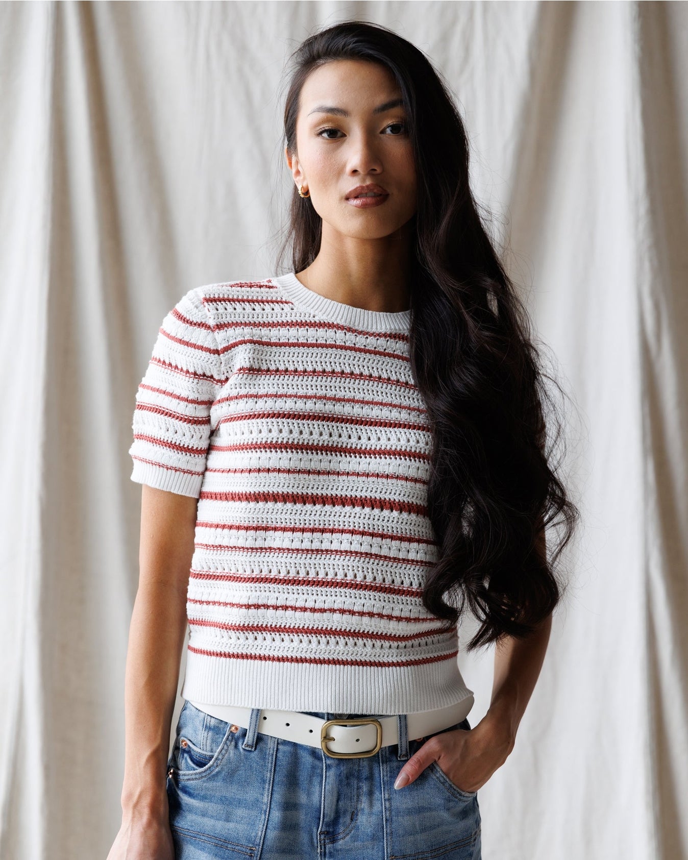 トップス Theredthread S ring curve tops THEREDTHREAD / ザレッドスレッド】S ring curve tops