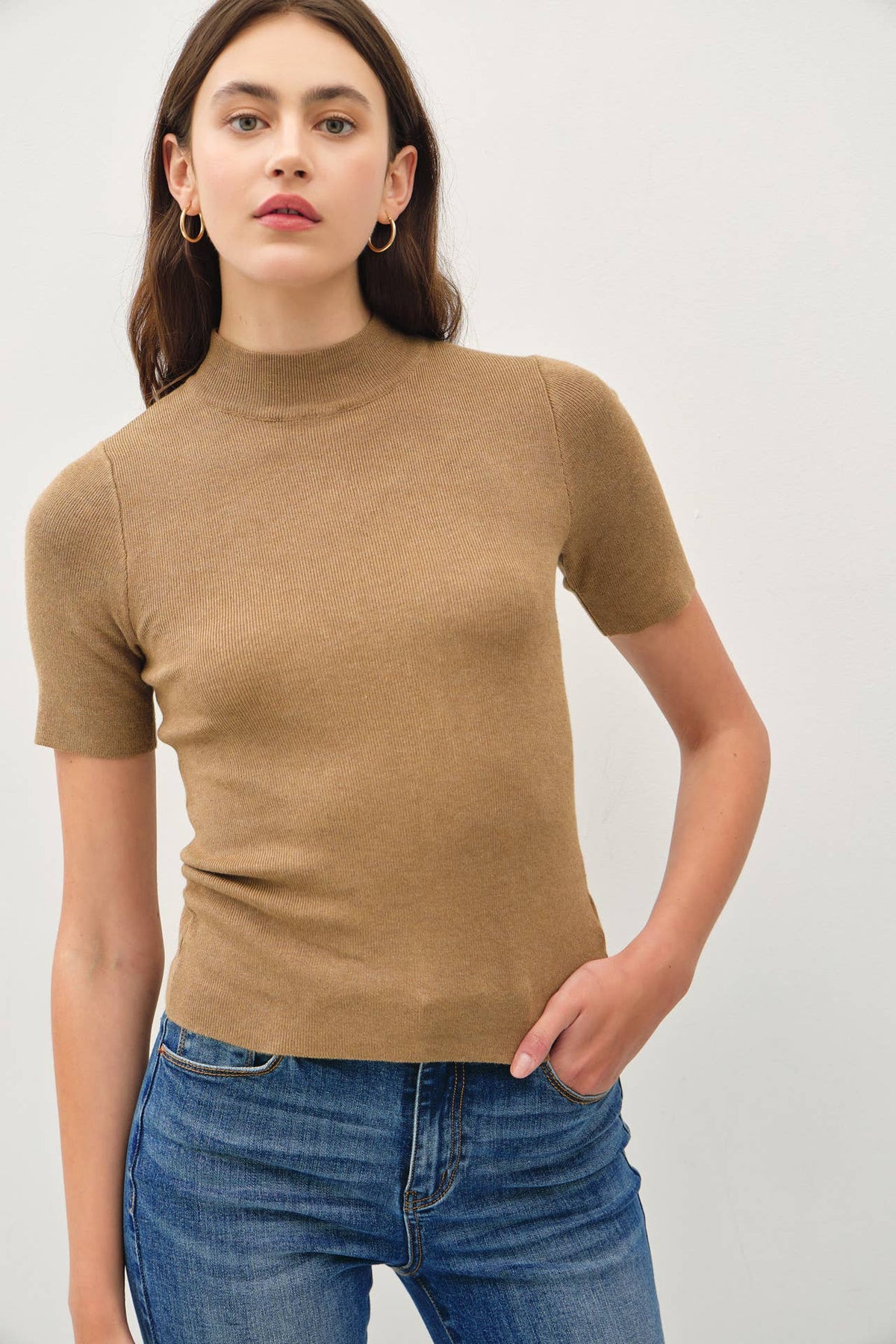 The Laurel Mock Neck Sweater Tee | Barley