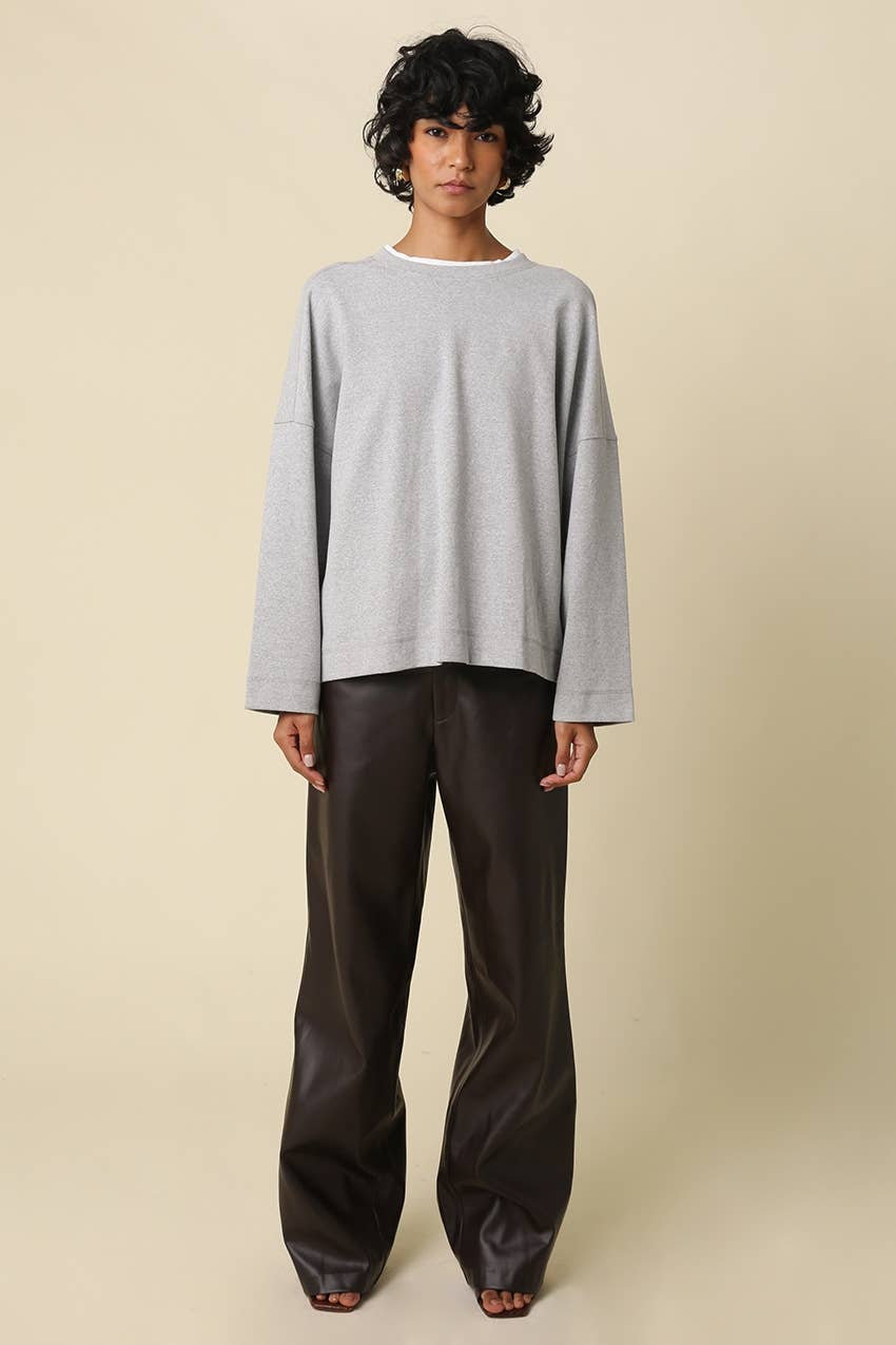 Jamie Contrast Round Neck Knit Top