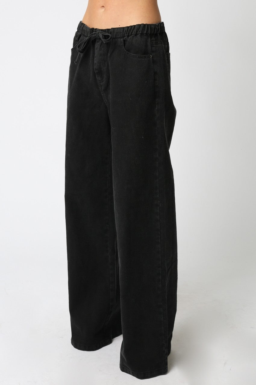 Kaylyn Drawstring Wide Leg Pants | Black