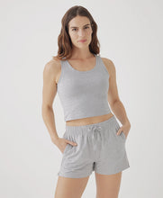 Load image into Gallery viewer, Pact Cool Stretch Cropped Lounge Tank | Heather Grey
