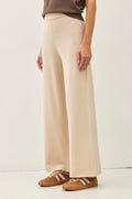Ultra Comfy Wide Leg Ribbed Knit Pull On Pants | Beige