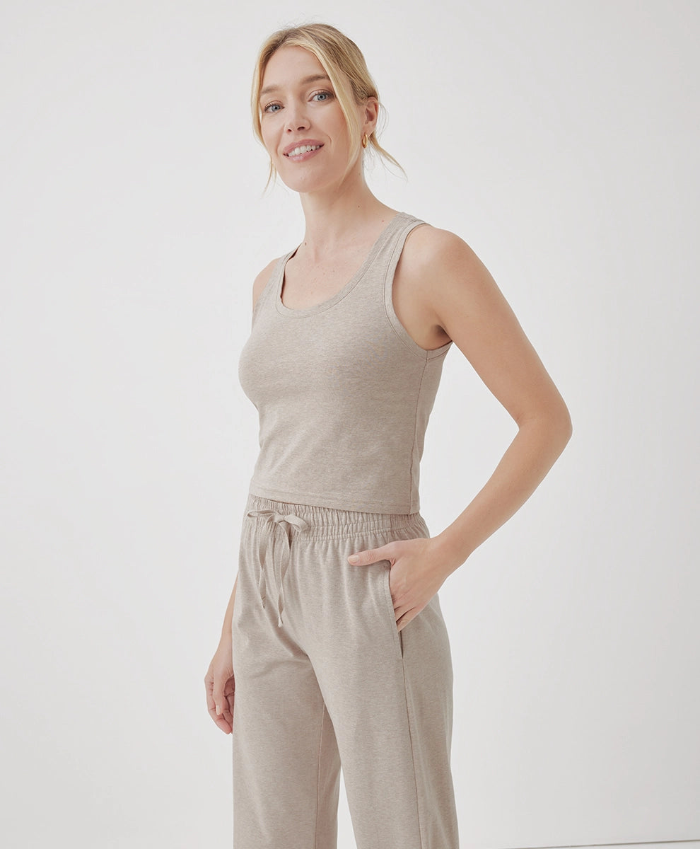 Pact Cool Stretch Cropped Lounge Tank | Oat Heather