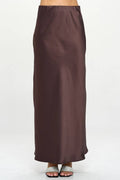 Silky Satin Maxi Skirt | Brown