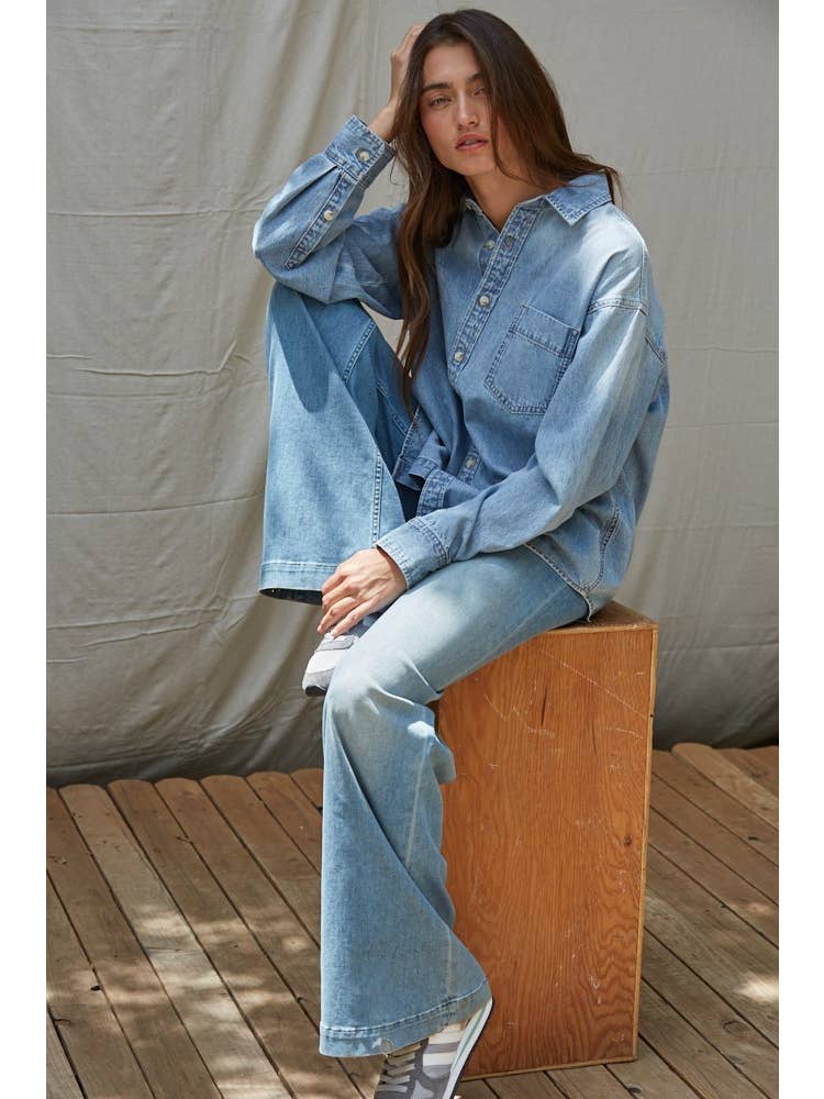 Memphis Woven Cotton Denim Button-Down
