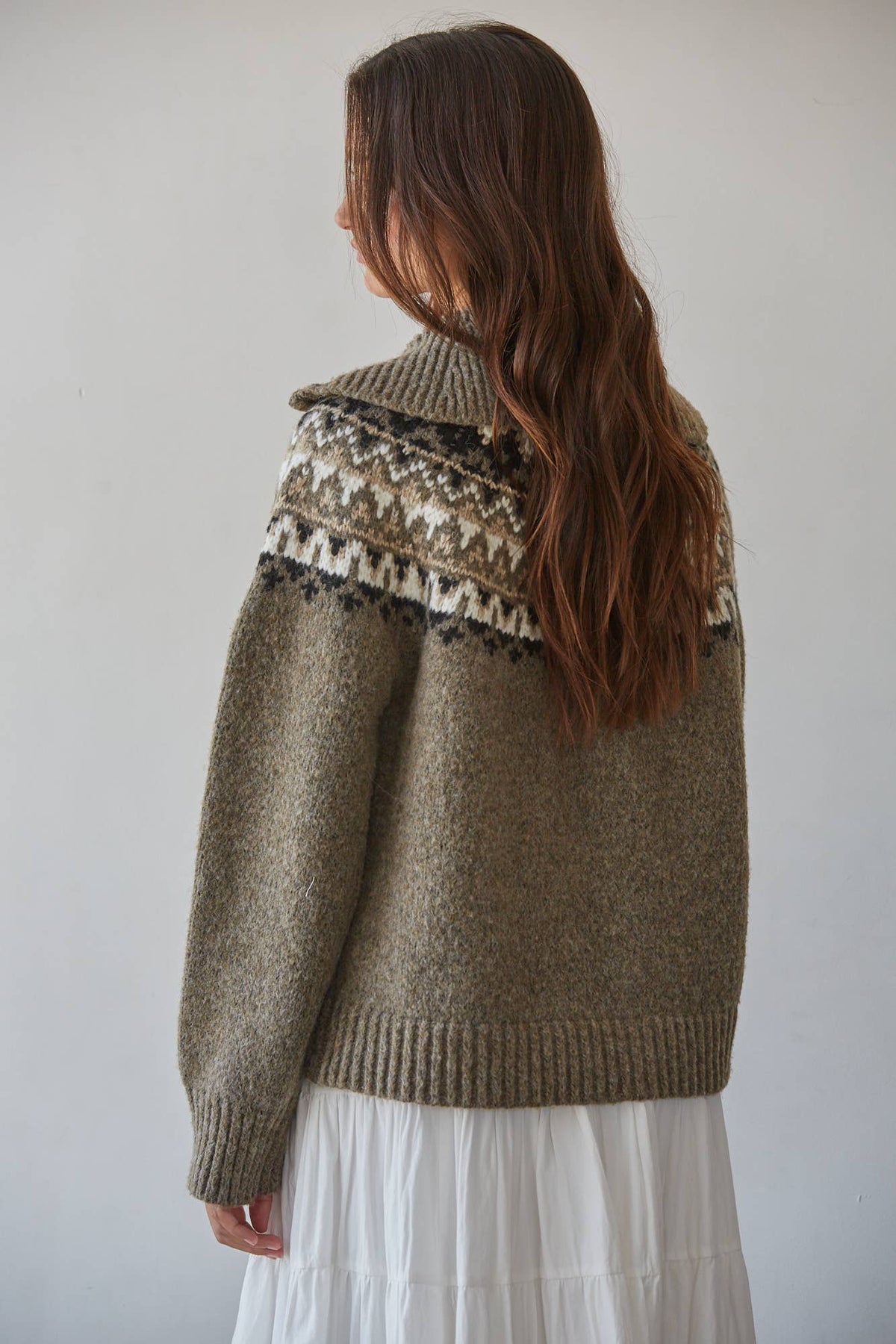 Fair Isle Half Zip Up Pullover