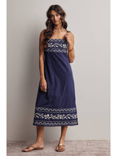Load image into Gallery viewer, Embroidered Straight Neck Cotton Midi Dress
