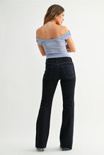 Load image into Gallery viewer, Just Black Denim High Rise Scissor Cut Flare | Dark Wash
