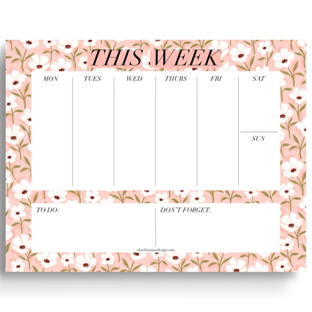 White Anemone Weekly Planner Notepad, 8.5x11 in.