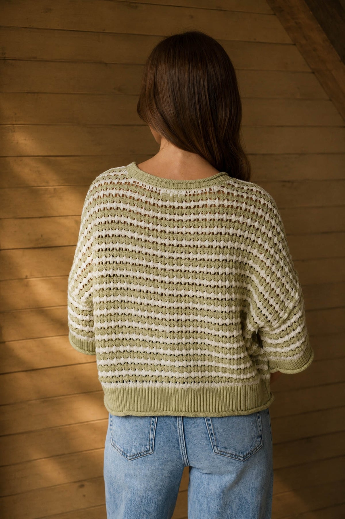 Linden Crochet Short Sleeve Cardigan | Light Olive
