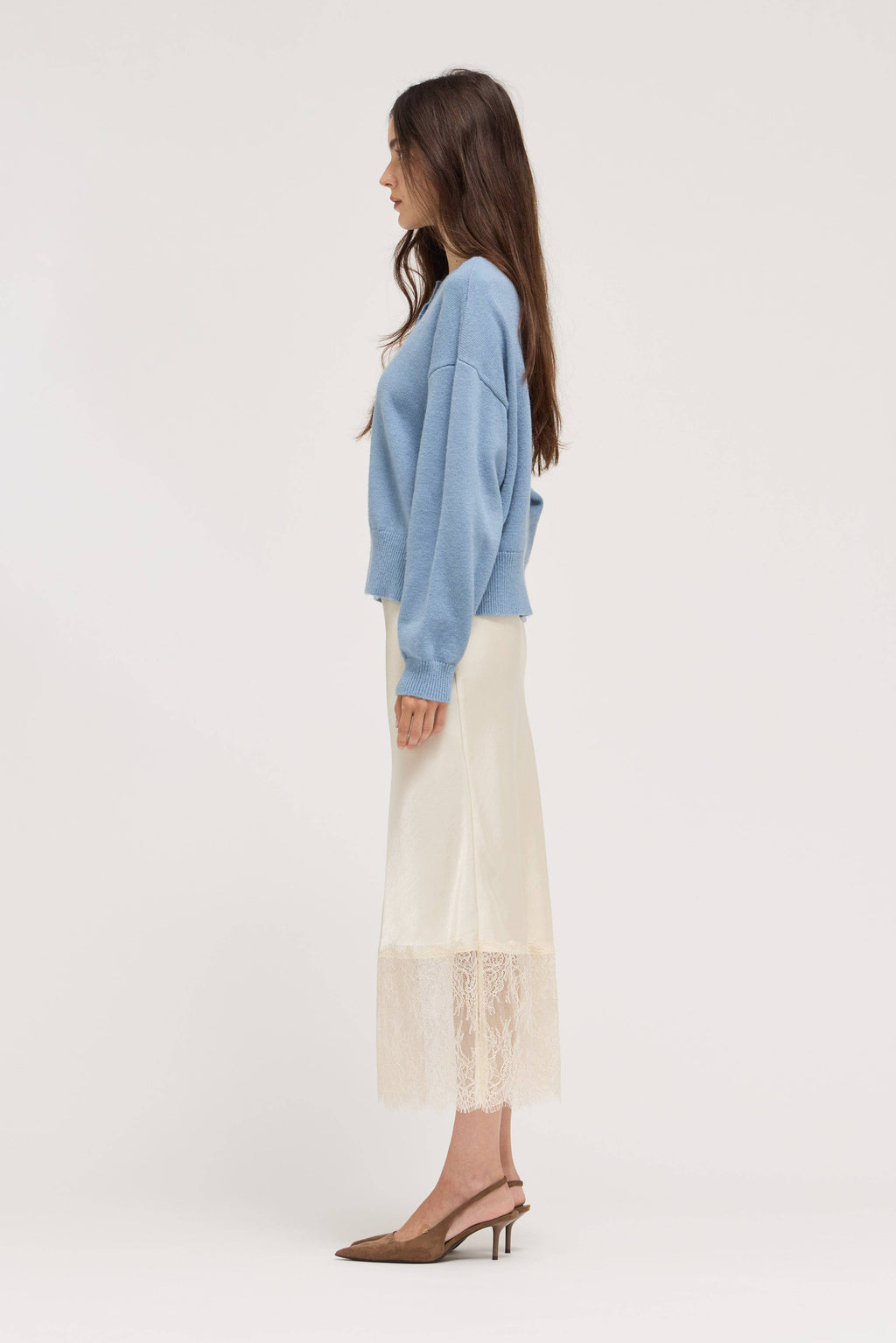 Half Button Up Sweater Top | Blue Bonnet
