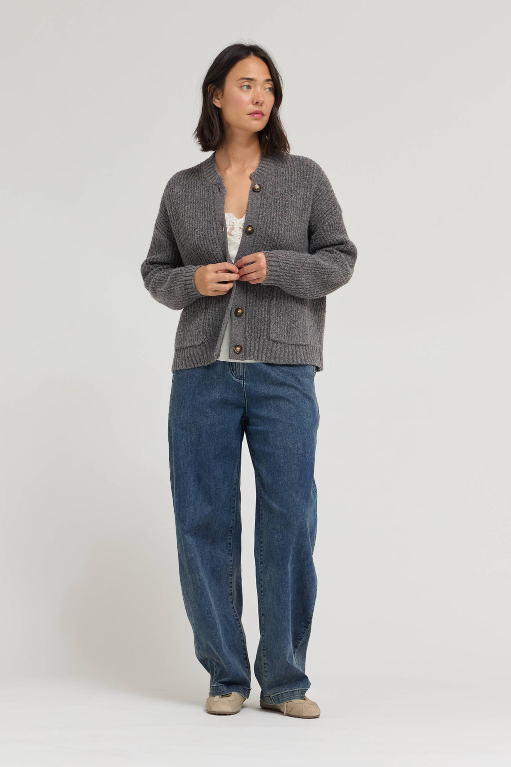 *Back In Stock!* Chunky Rib Cardigan | Charcoal