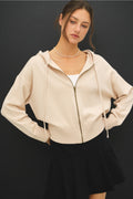Ultra Comfy Ribbed Knit Hoodie Jacket | Beige