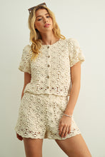 Load image into Gallery viewer, Crochet Short Sleeve Button Front Jacket
