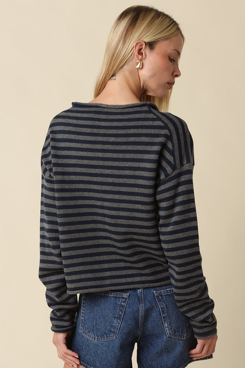 Elina Striped Collar Sweater