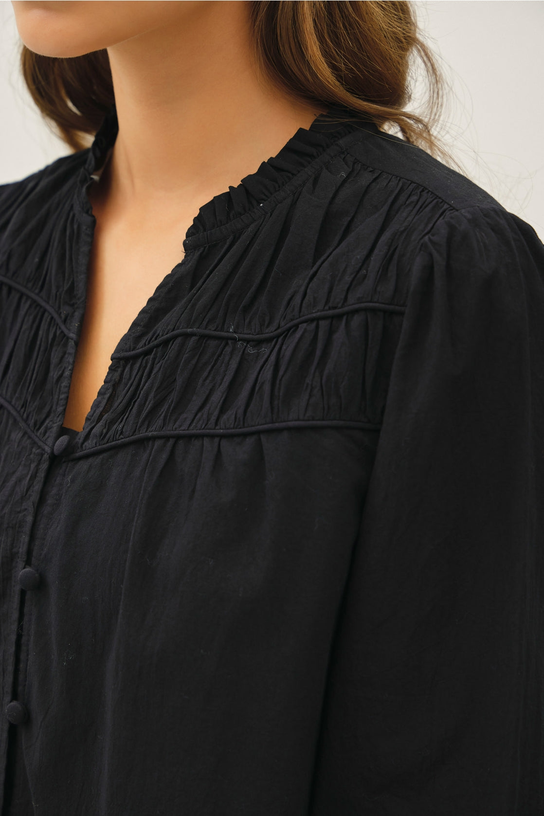 Crisp Cotton Button Up Flowy Blouse