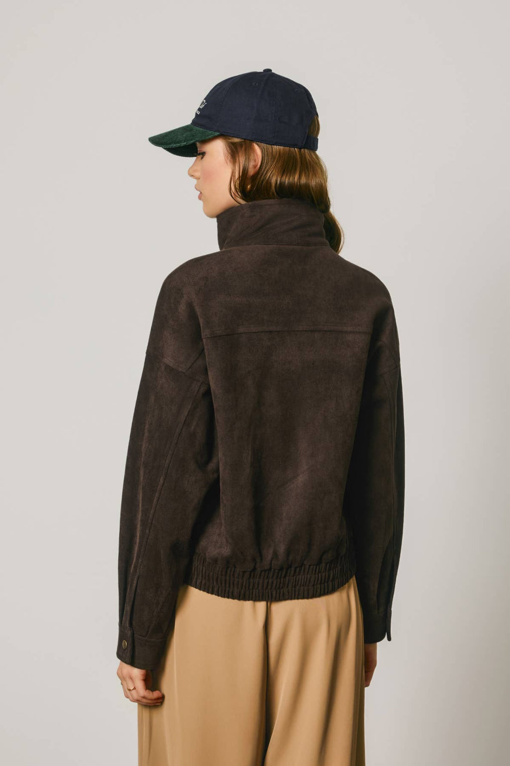 Suede High Neck Moto Jacket