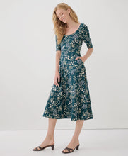 Load image into Gallery viewer, Pact Fit &amp; Flare Double Scoop Dress | Celestial Wildflowers
