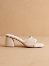 Load image into Gallery viewer, The Trina | Beige Scalloped Mesh Block Heel
