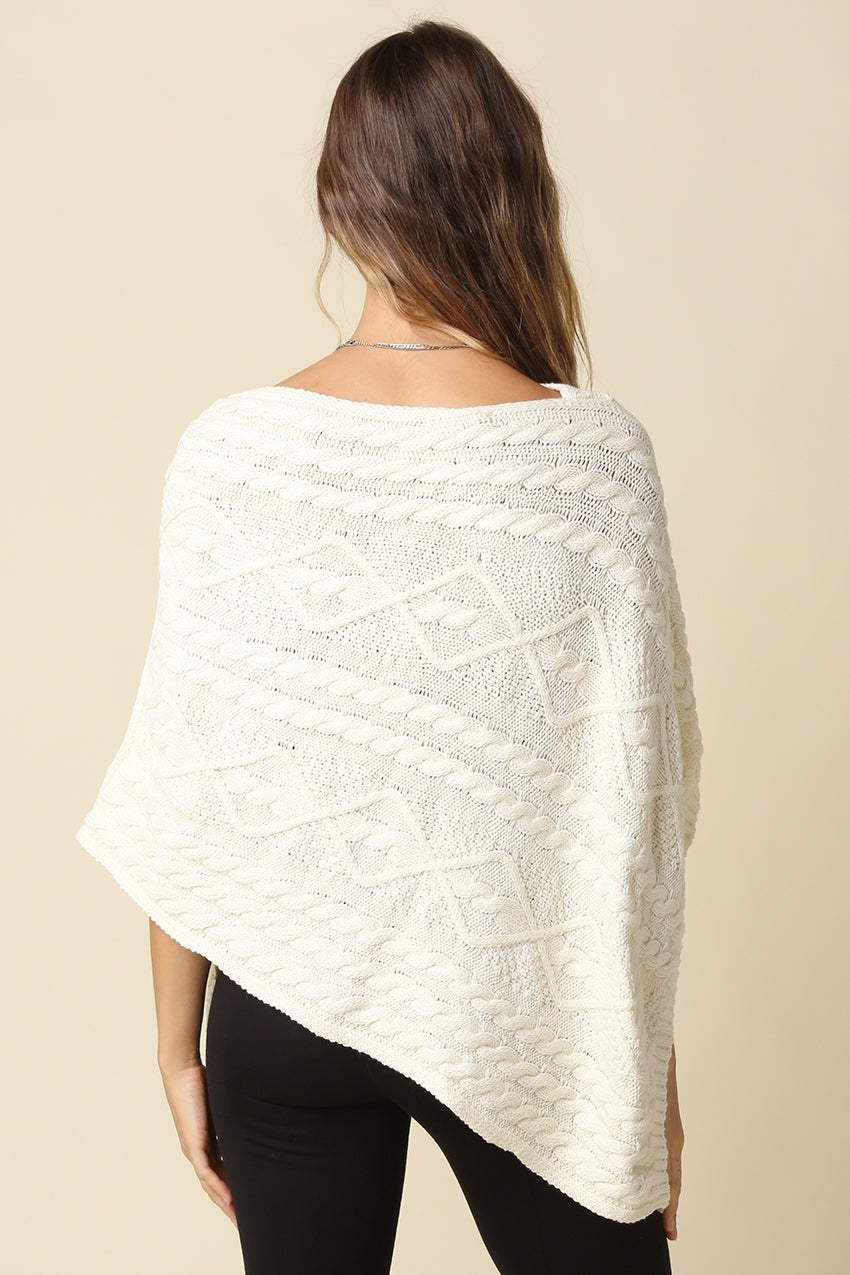 Margo Textured Knit Poncho Top | Ivory