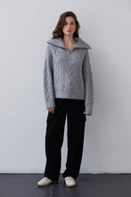 Load image into Gallery viewer, Crescent Mary-Ann Front Zip Chunky Cable Knit Sweater
