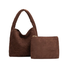 Load image into Gallery viewer, Melie Bianco Johanna Suede Vegan Shoulder Bag | Tobacco
