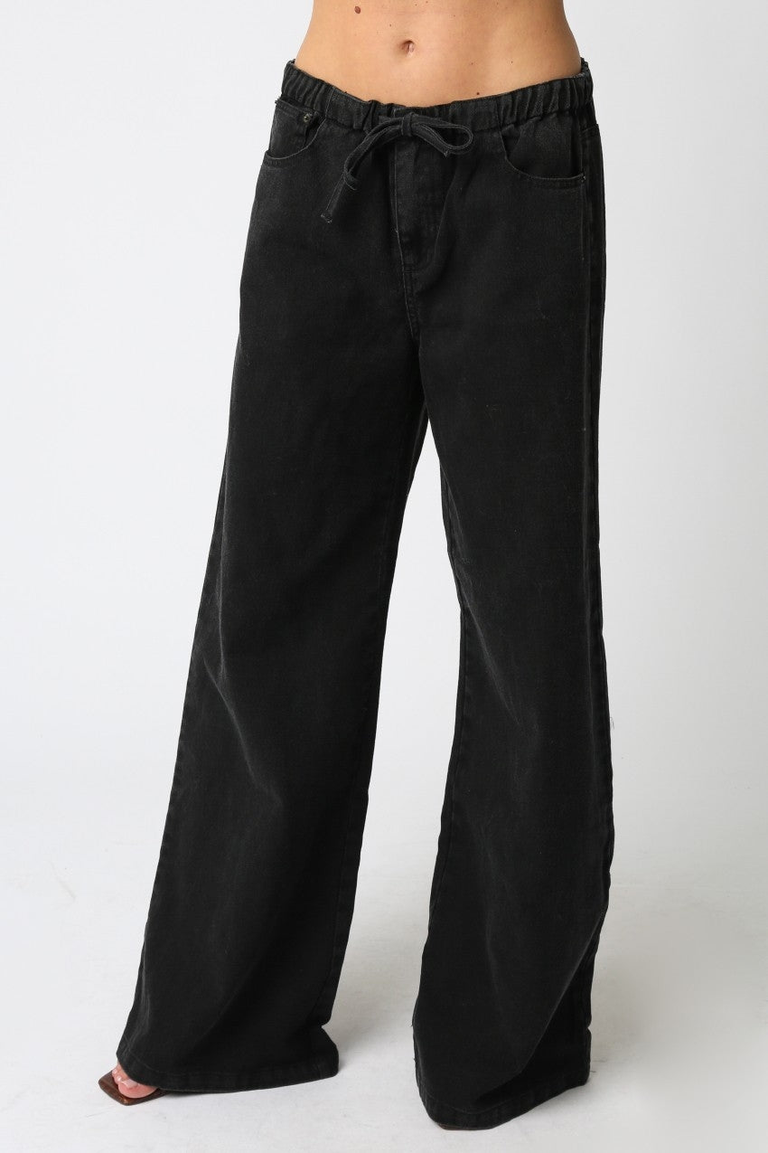 Kaylyn Drawstring Wide Leg Pants | Black