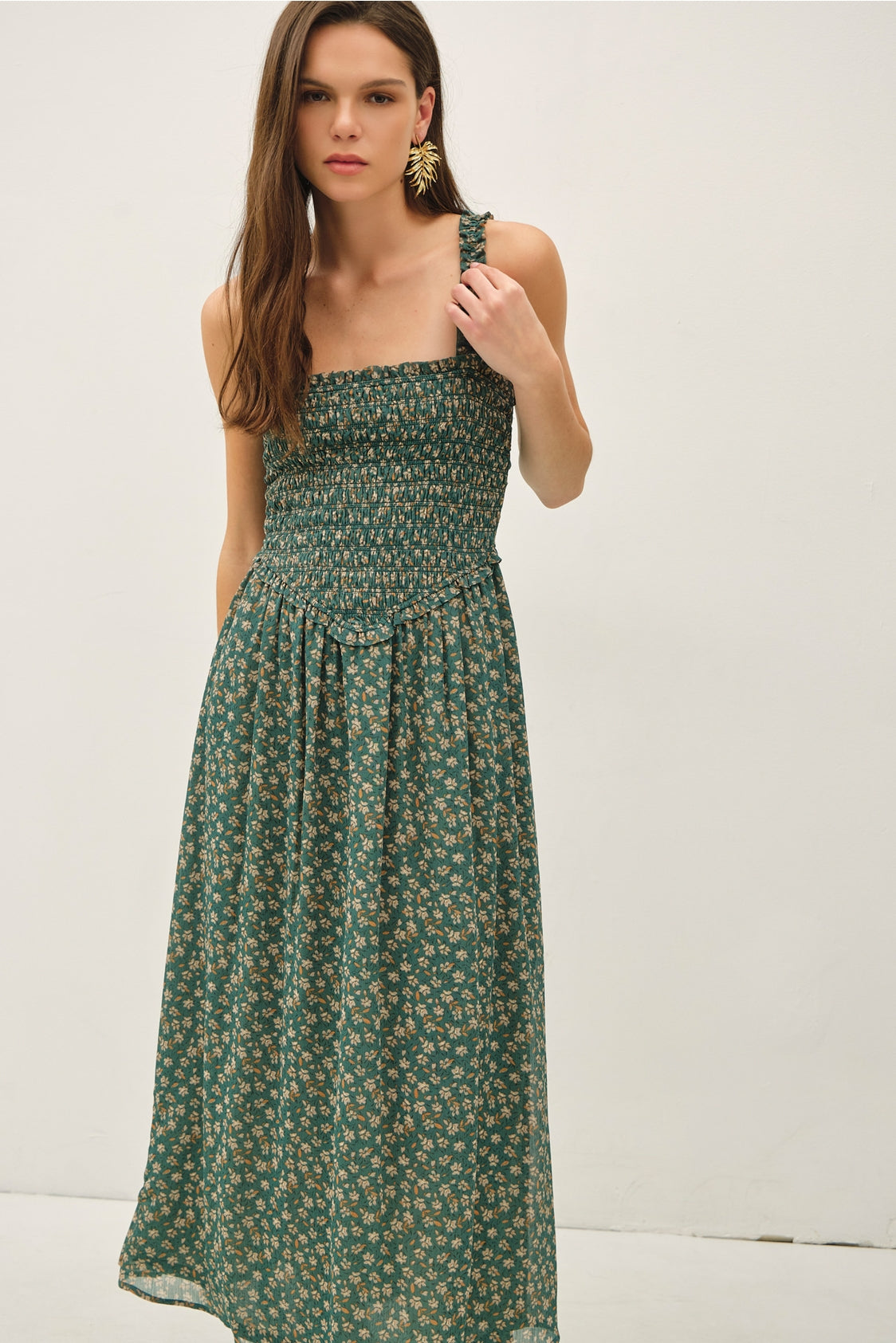 agave midi dress La Robe Agave Drop Waist Cotton Poplin Midi Dress (Women)