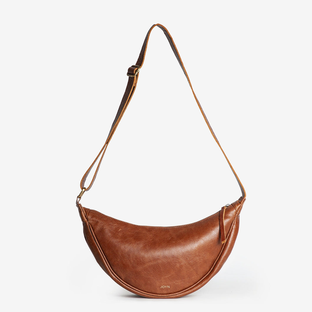 Leather Moon Sling Bag | Vintage Brown