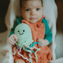 Load image into Gallery viewer, Organic Cotton Crochet Jellyfish Baby Rattle
