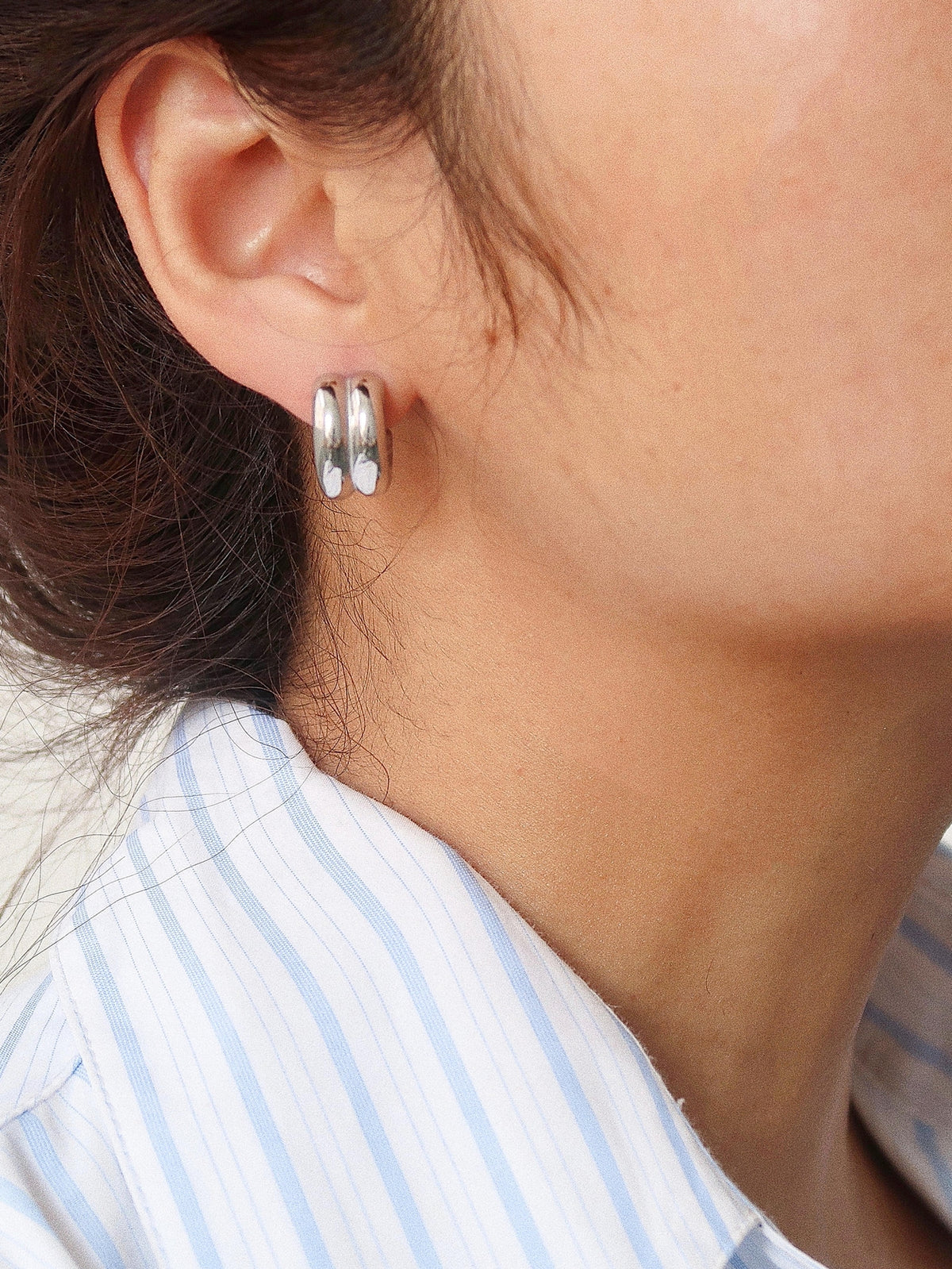 Emma Non-Tarnish Double C-Hoop Earring | Silver