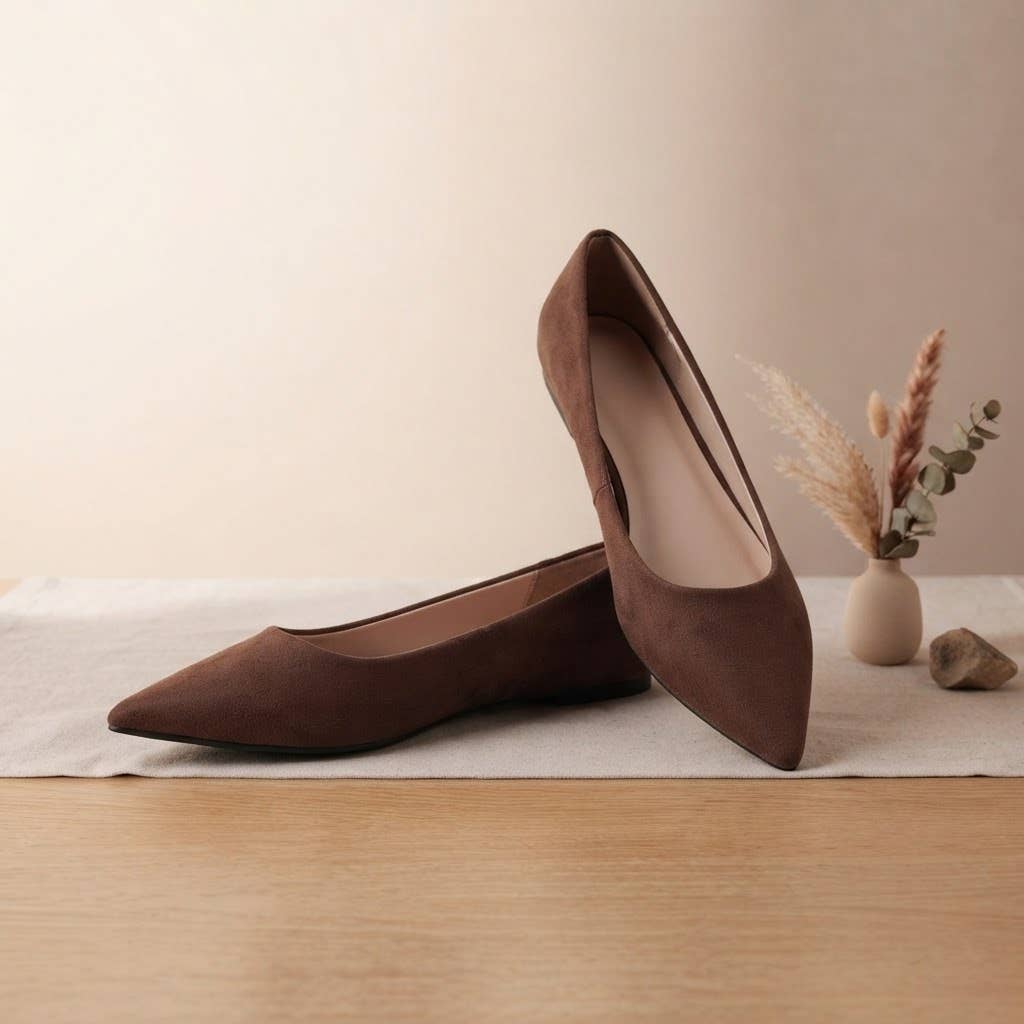 Abbey Pointed Toe Dress Flat | Walnut