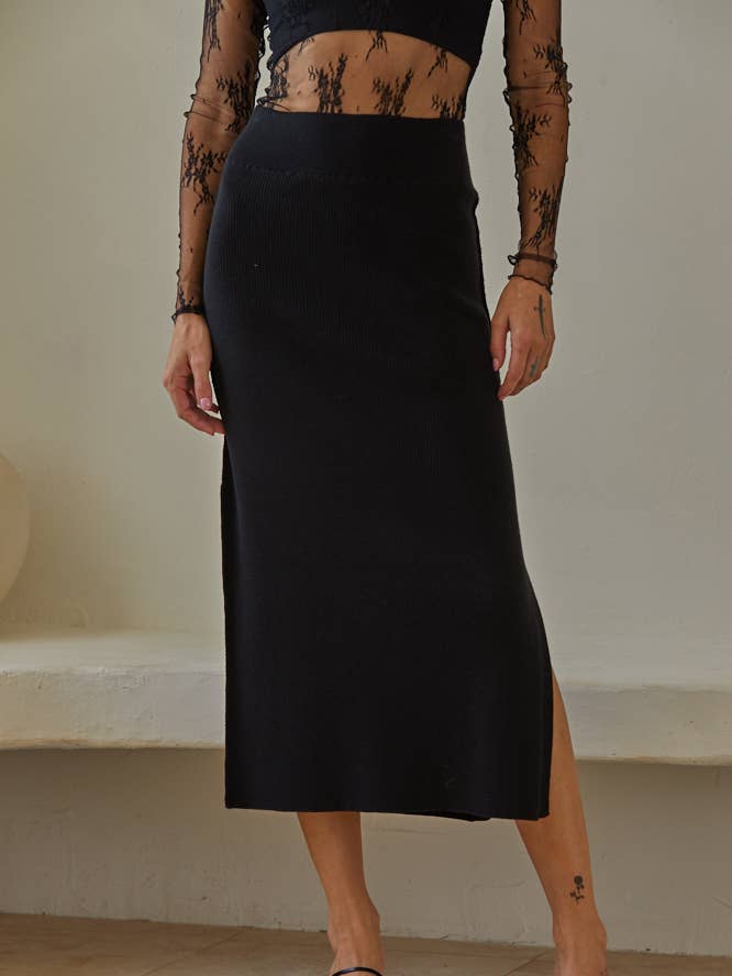 Margot Ribbed Knit Skirt