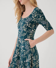 Load image into Gallery viewer, Pact Fit &amp; Flare Double Scoop Dress | Celestial Wildflowers
