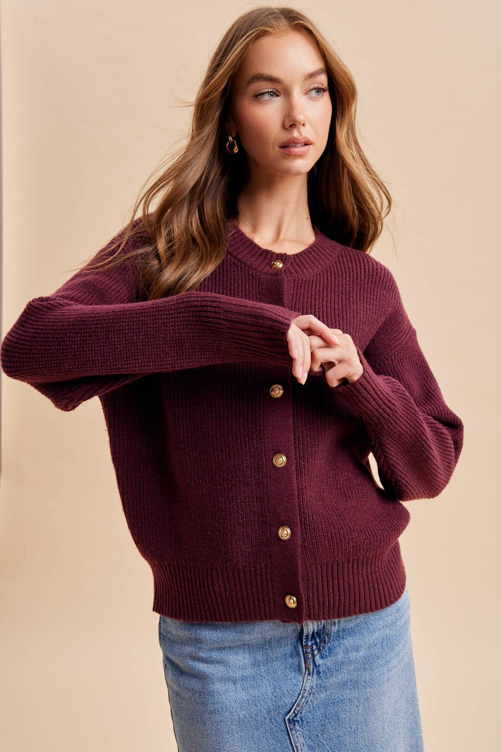 The Eloise Gold Button Cardigan